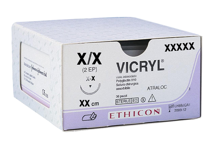 VICRYL 5/0 – V303H – ETHICON intrecciata – 1/2 Ago – RB-1 17 mm. – 70 cm. filo – Conf. 36 pz. - immagine 2